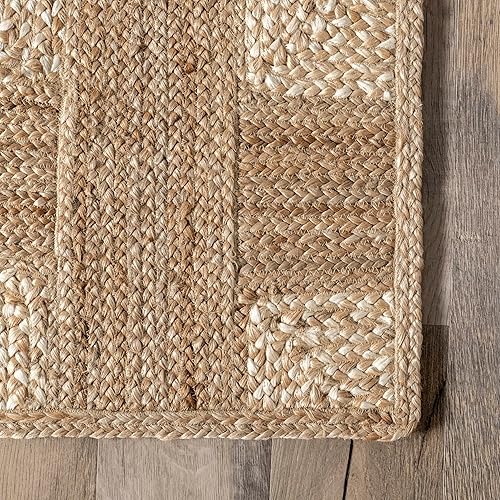 Miniatura 3 de nuLOOM Bronya - Alfombra de yute con azulejos sólidos, 5 x 8 pies, natural