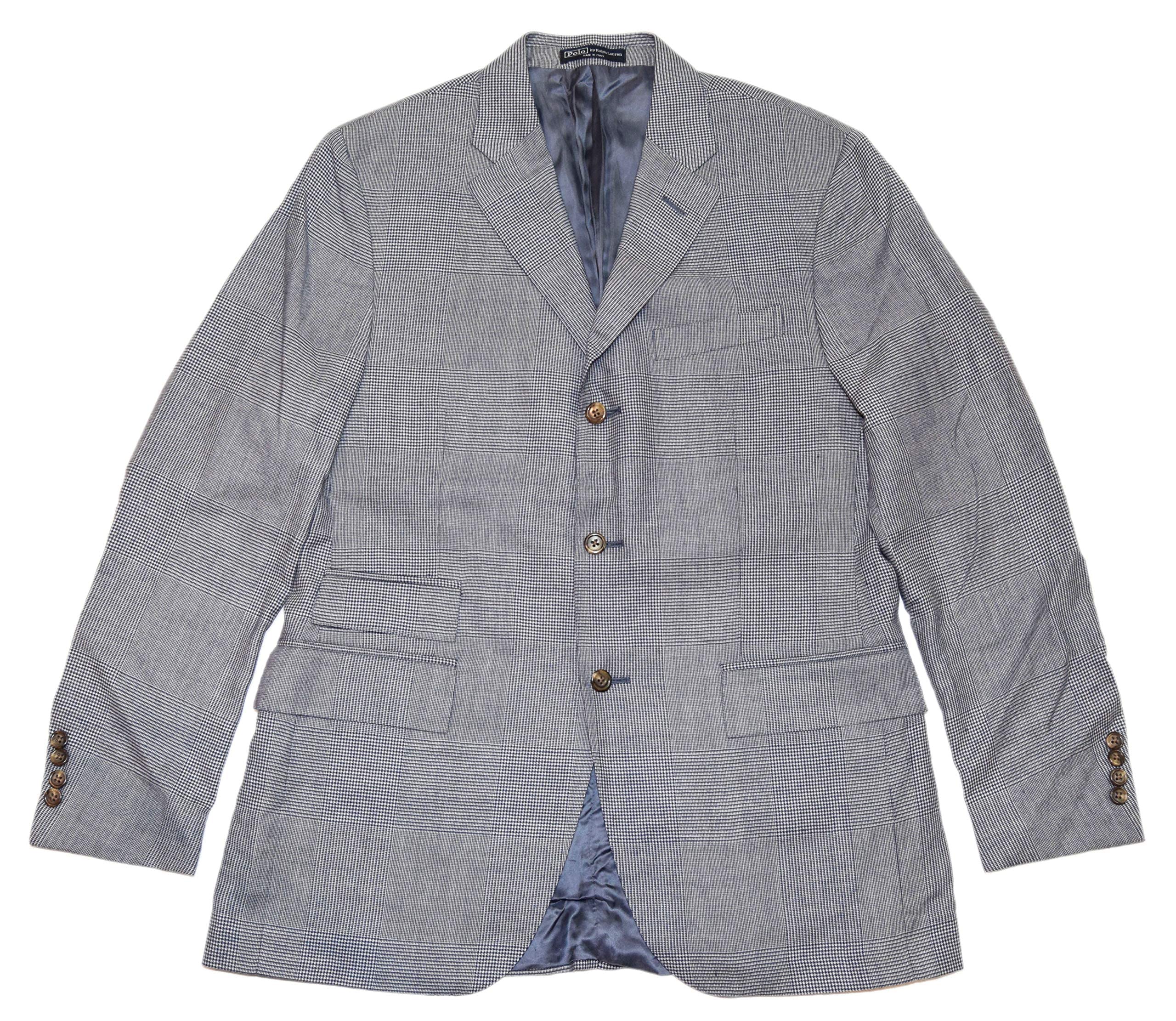 Men Cashmere Blazer Sport Coat Navy Blue Glen Plaid Italy 40R $2295