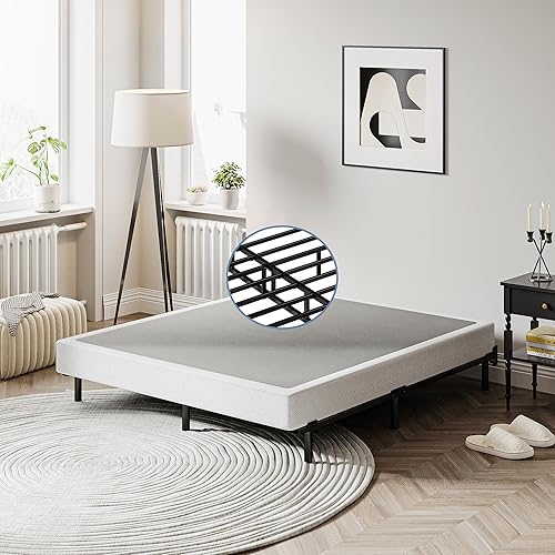 Miniatura 8 de Queen - Somier de caja de 5 pulgadas para cama Queen, somier de metal de perfil bajo, base de colchón, fácil de montar, resistente, sin chirridos