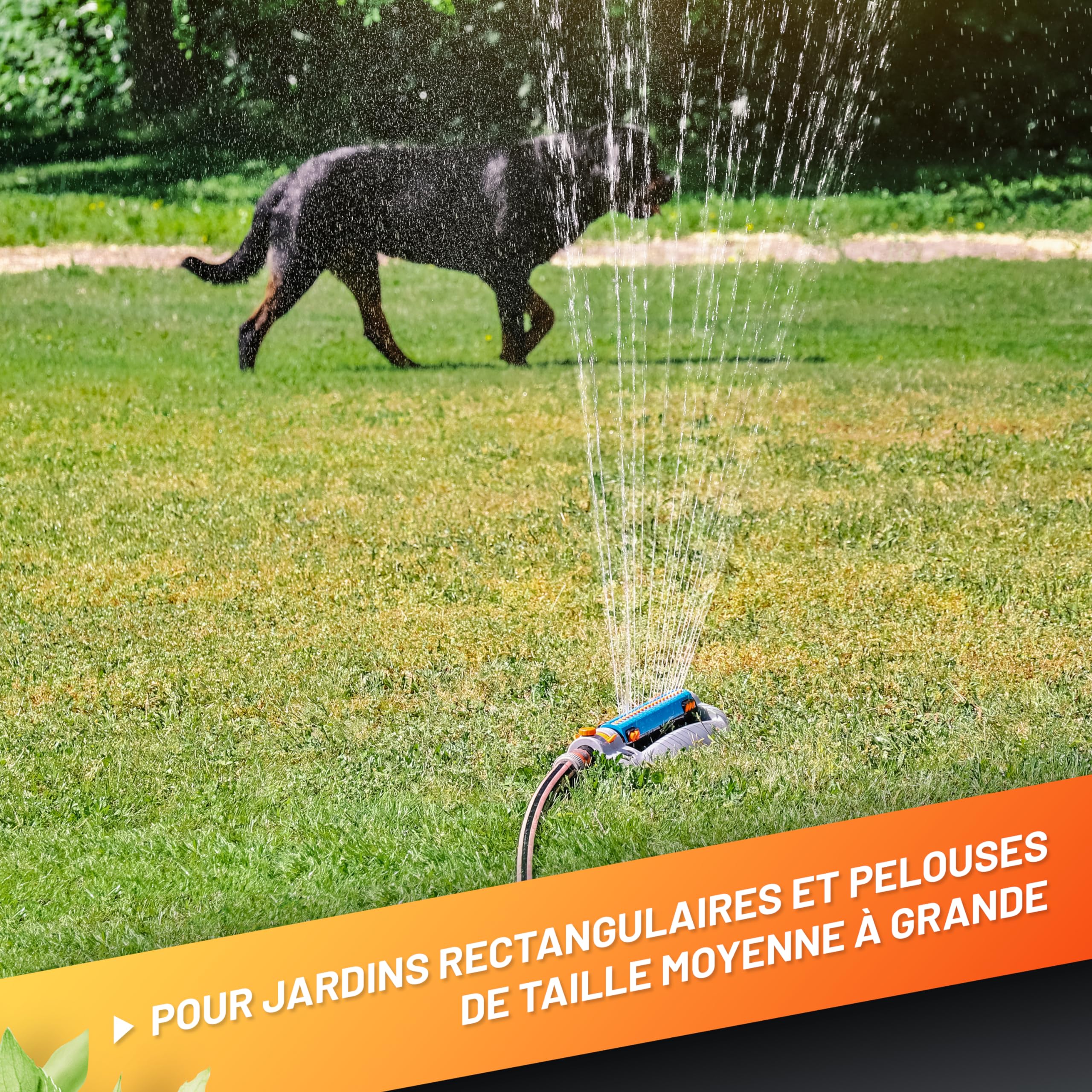 GRÜNTEK Arroseur Oscillant Automatique Asperseur Arrosage Jardin Pelouse Grandes Surfaces. Ampleur Jet 18 M