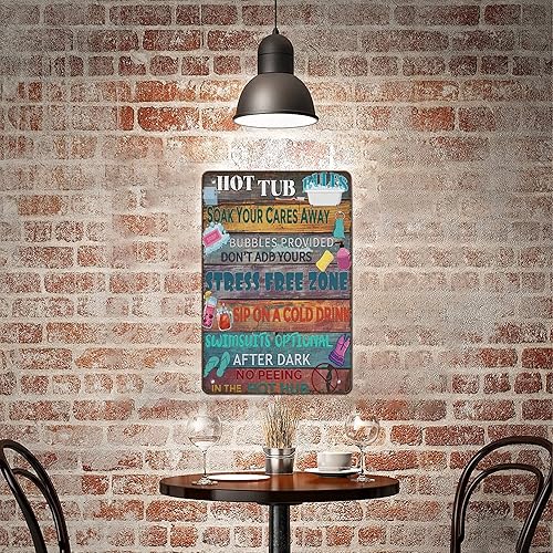 Miniatura 6 de Cartel de metal con reglas de bañera de hidromasaje, póster de metal vintage de aluminio de 8 x 12 pulgadas, letrero de pintura de impresión para