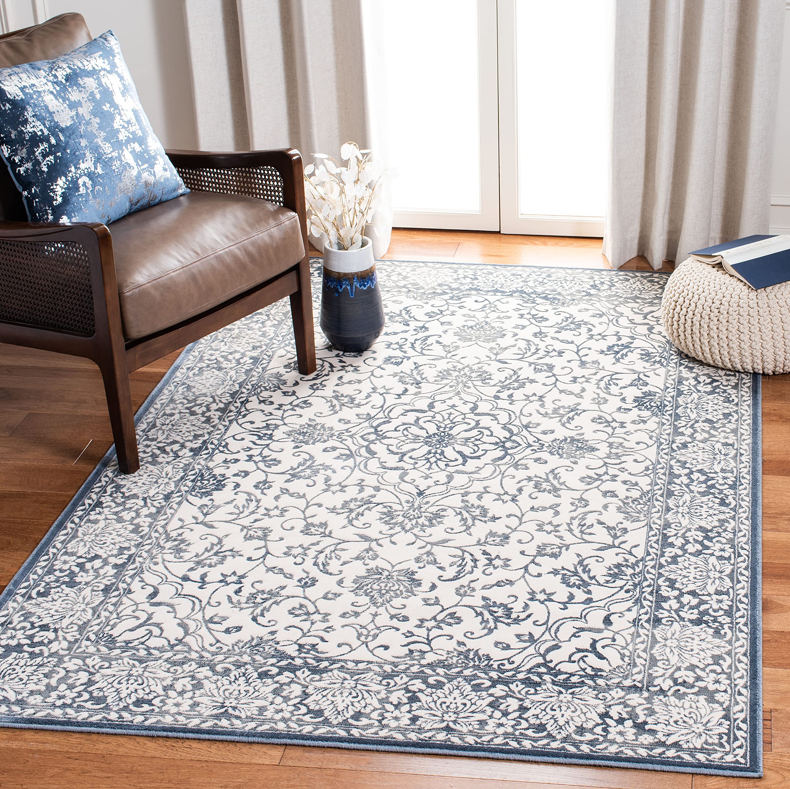 Tapis de salon bleu foncé 155 X 229 cm pour salle à manger chaleureuse