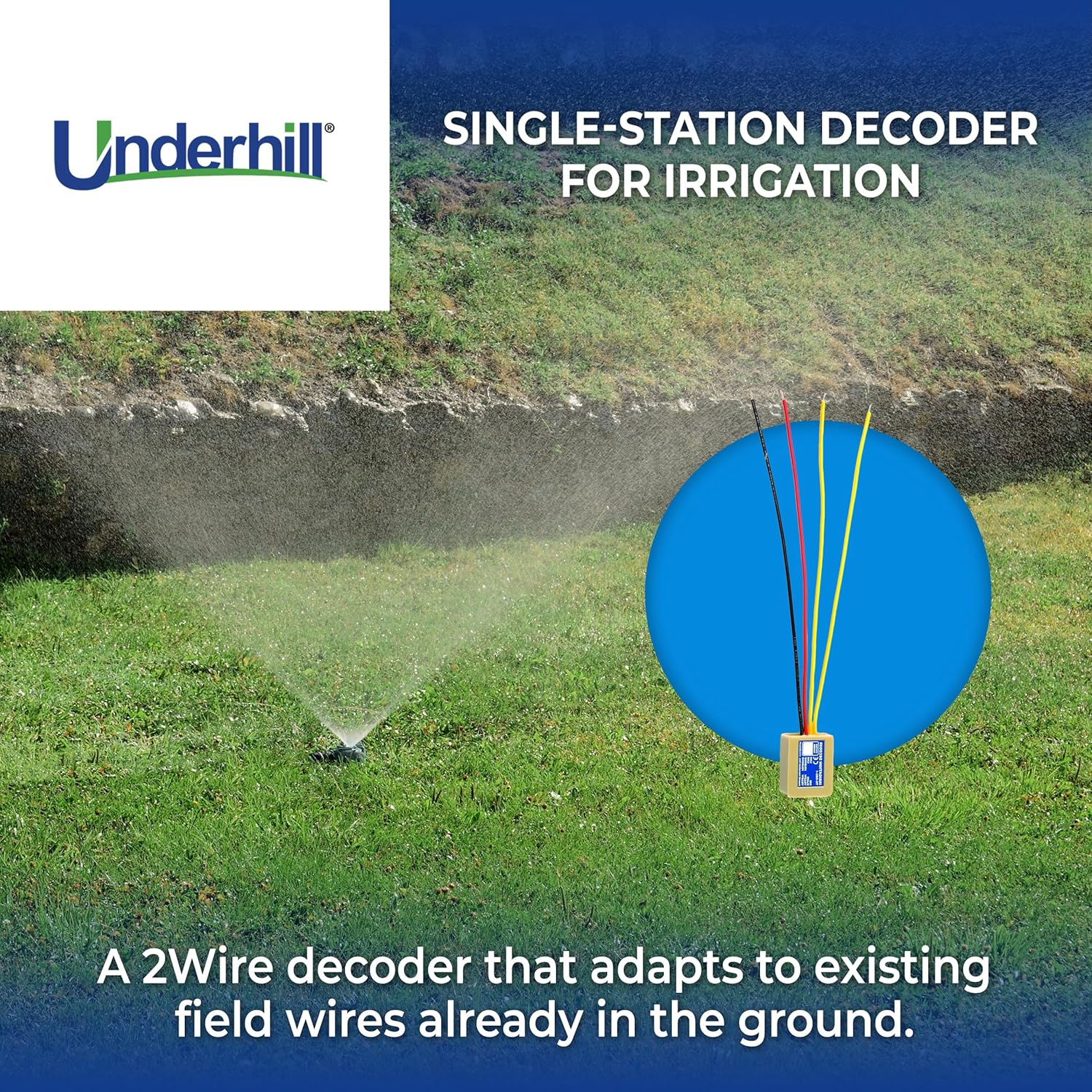 Underhill Sprinkler Irrigation System, Single-Station Decoder, Controllers, Valve Box, Lawn Garden, TW-TK-DEC-01