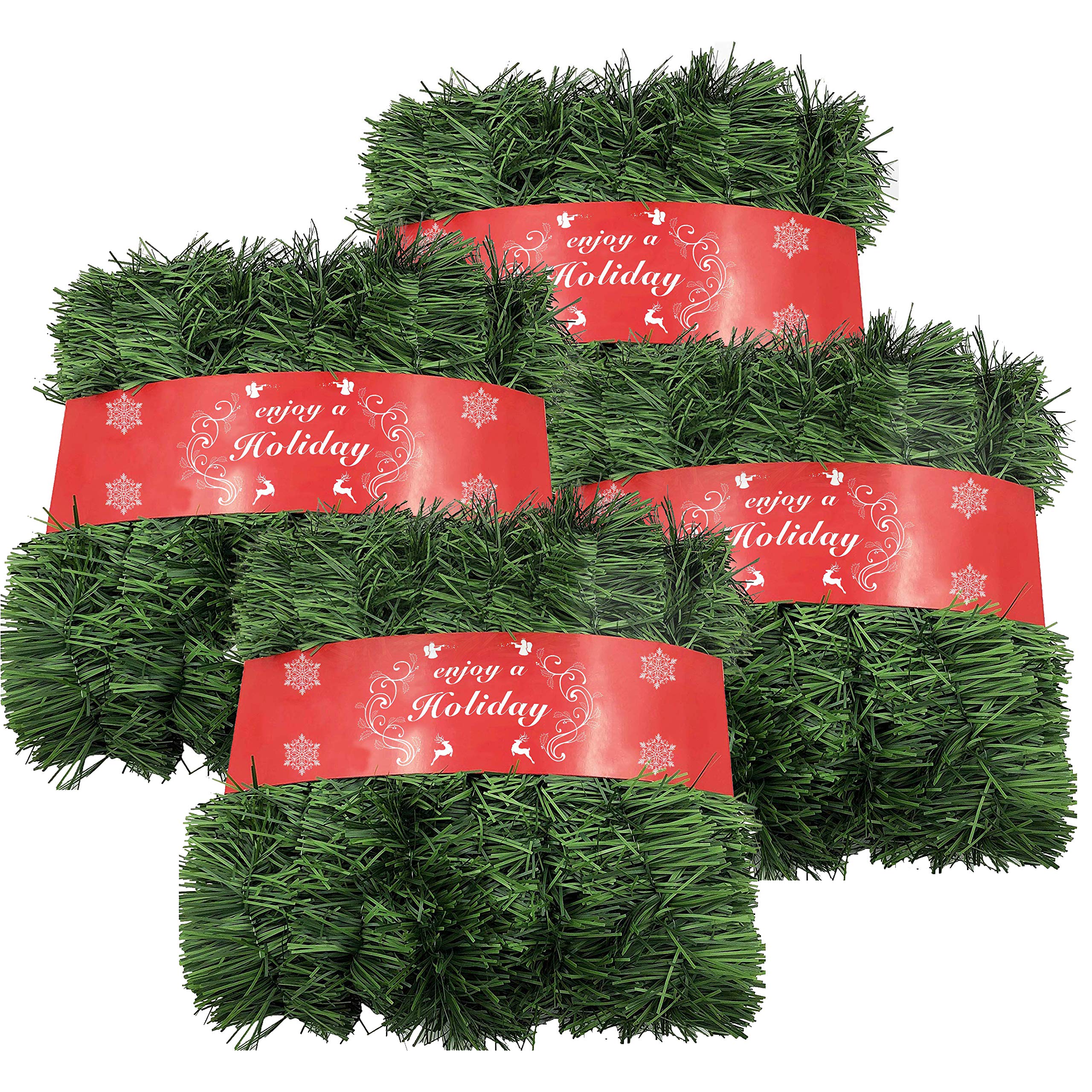 Green Christmas Garland Decorations, Xmas Tinsel Garland Artificial Greenery Decorations For Outdoor And Indoor - 33ft/10m