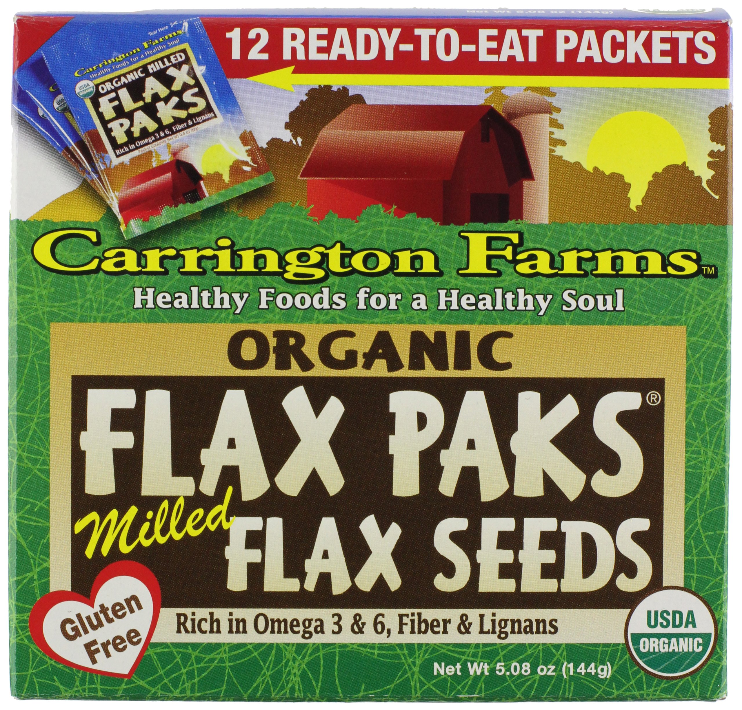 Carrington Farms Organic Ground Milled Flax Seed, 12 Count Easy Serve Packet