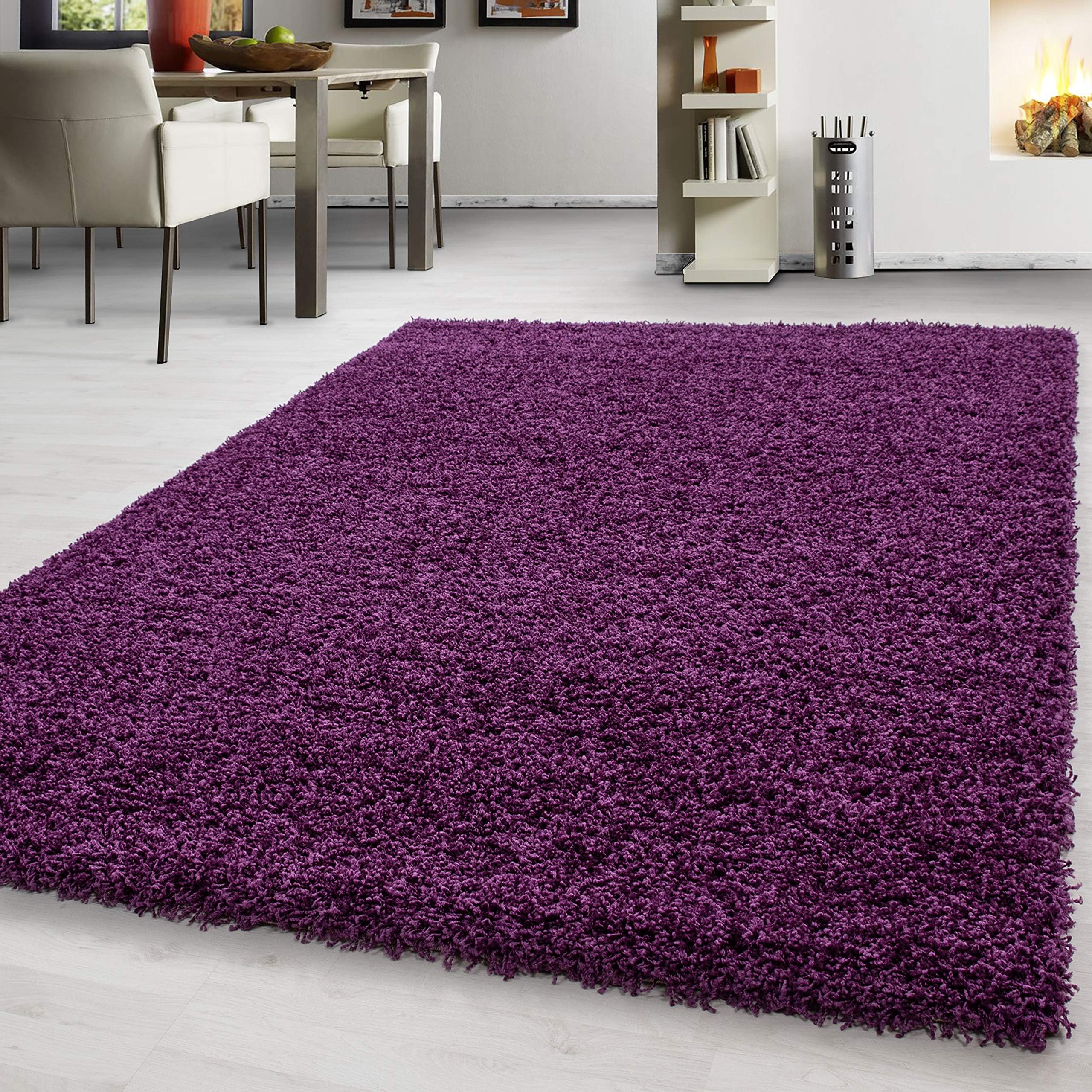Teppium Shaggy Area Rugs Plain Shaggy fluffy Living room Carpet, Size:240 cm x 340 cm, Color:Violett