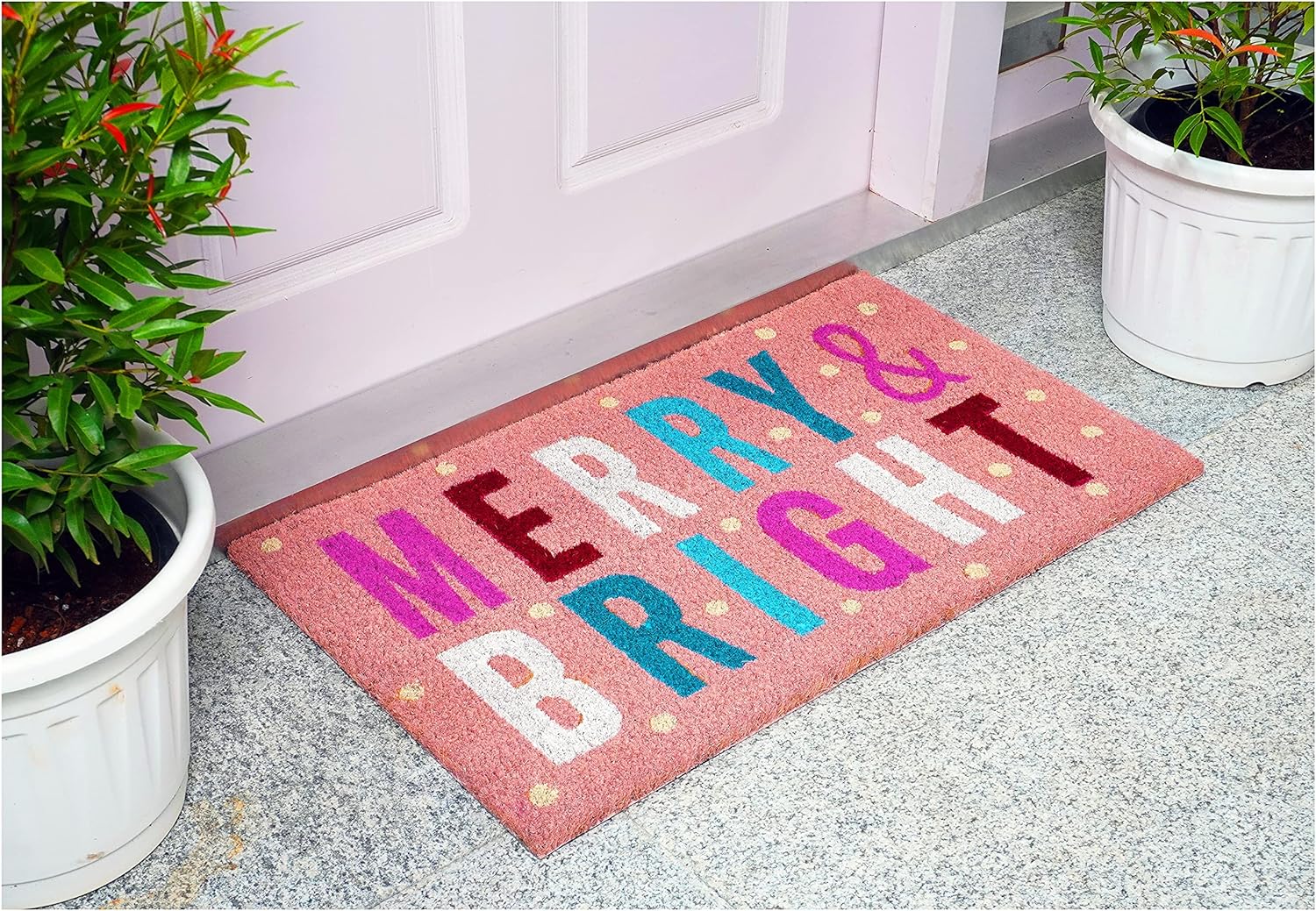calloway mills az107561729 pink merry & bright doormat 17" x 29" 1'5" x 2'5" (rectangular)