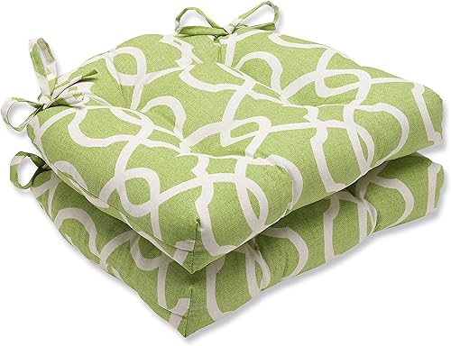 Pillow Perfect Lattice Damask Leaf - Juego de 2 almohadillas reversibles, color verde
