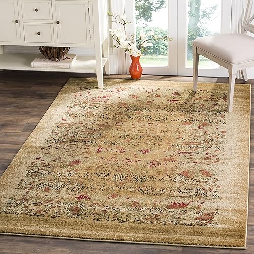 SAFAVIEH Lyndhurst Collection LNH224A - Alfombra cuadrada de 8 pies con estampado paisley tradicional que no desprende pelusa para sala de estar,