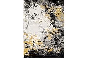 Livabliss Cantrell Modern Abstract Black and Yellow Rugs for Living Room