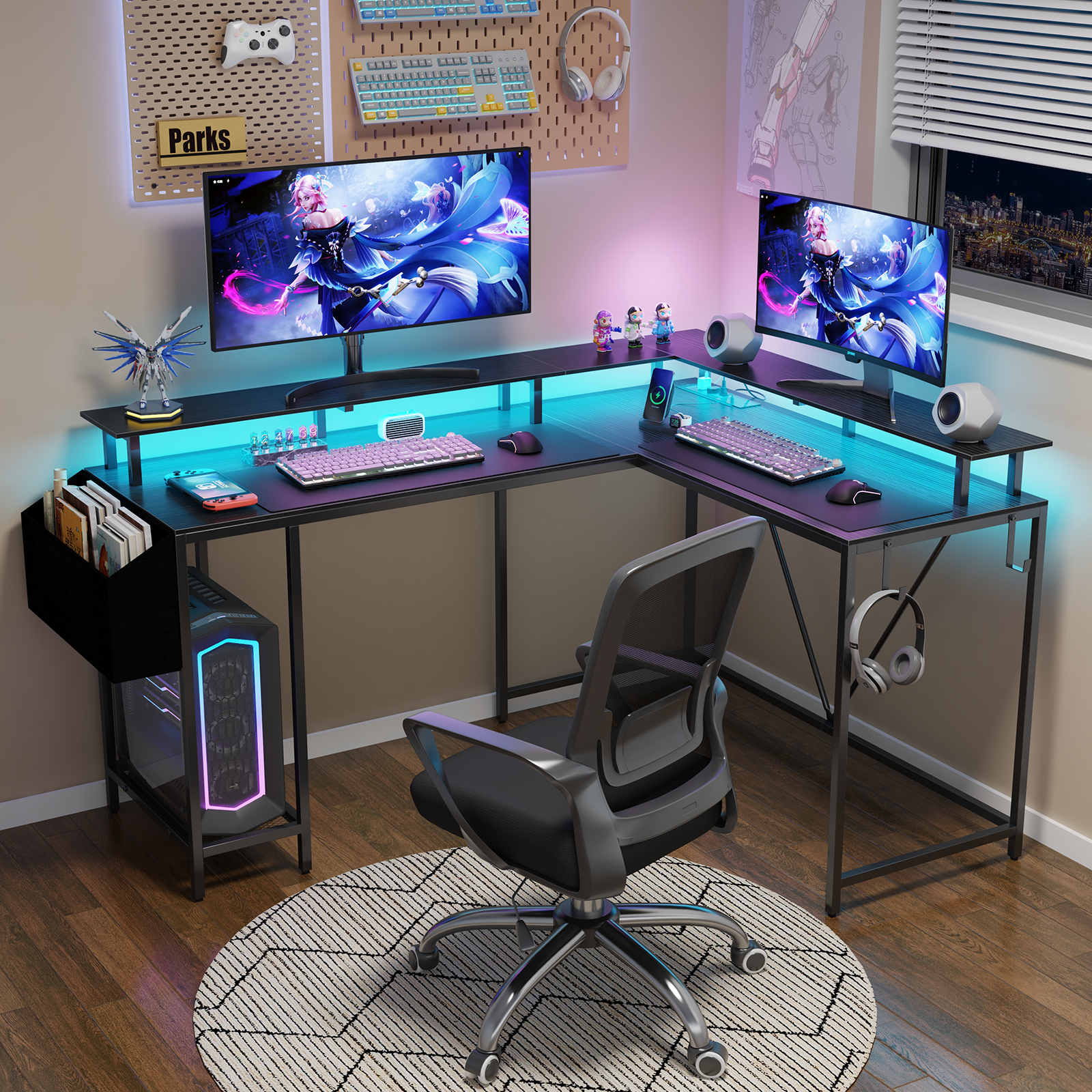 Amazon.com: Eivanet L Shaped Gaming Desk with Power Outlets and