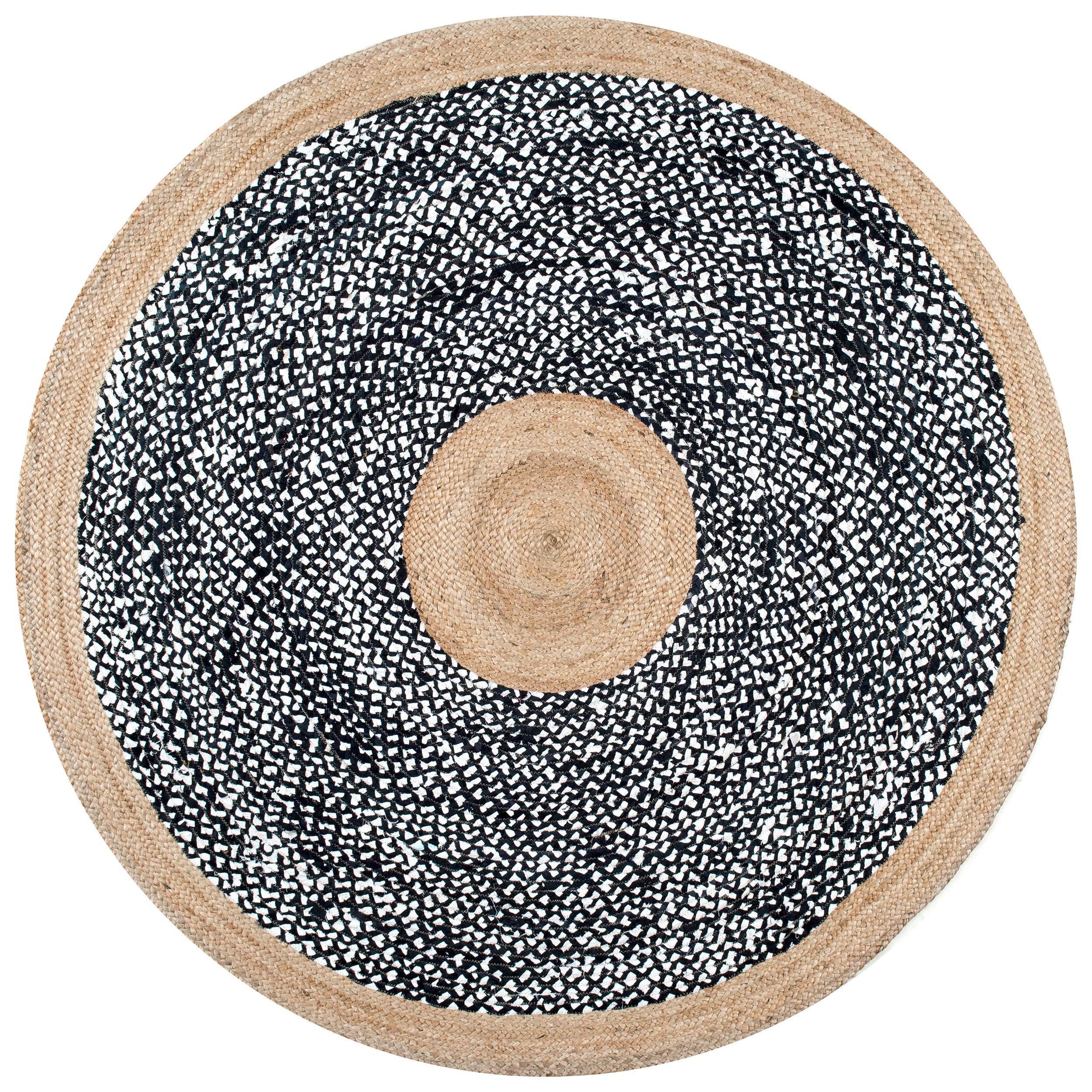 nuLOOM Lesha Natural Fiber Jute Area Rug, 6' Round, Black