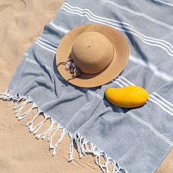 Aegero Turkish Beach Towel, 36x71 Quick Dry Sand Free Oversized Bath Pool Swim Towel, Lightweight Travel Turkish Towels Vacation Essentials, Dark Gray