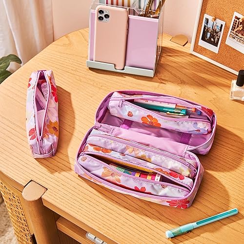 Miniatura 2 de Erin Condren Bolsa con cremallera 5 en 1, diseño colorido de cosmos. Cuatro bolsas interiores pequeñas extraíbles en bolsa grande general