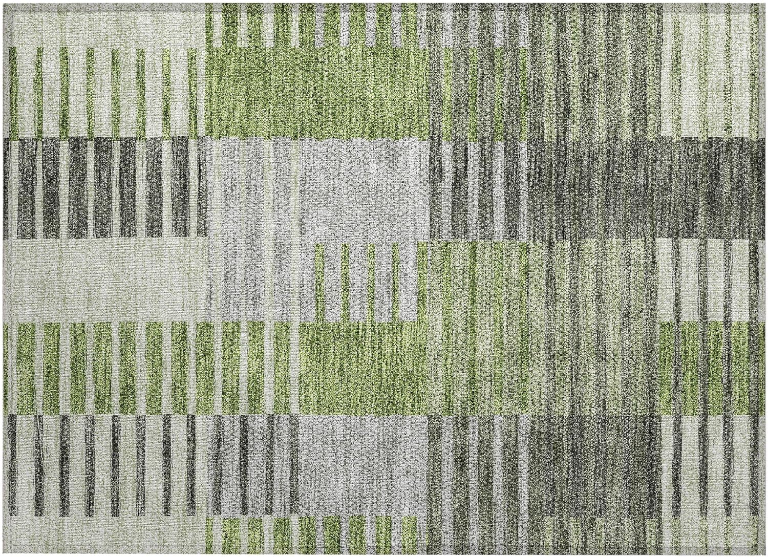 Addison Rugs Chantille ACN687 Green 1'8" x 2'6" Indoor Outdoor Area Rug, Easy Clean, Machine Washable, Non Shedding, Bedroom, Entry, Living Room, Dining Room, Kitchen, Patio Rug