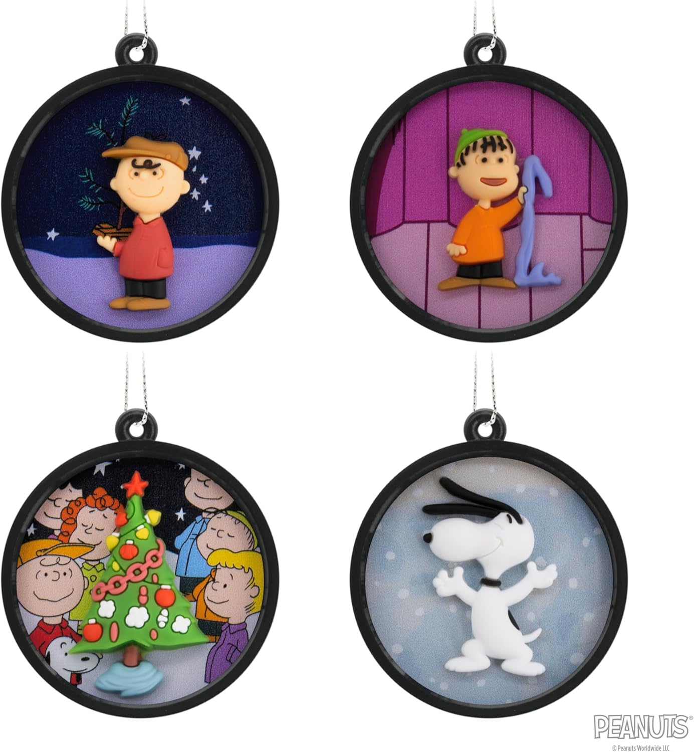 Hallmark Peanuts Scenes Mini Christmas Ornaments, Shatterproof, Set of 4 - Image 6