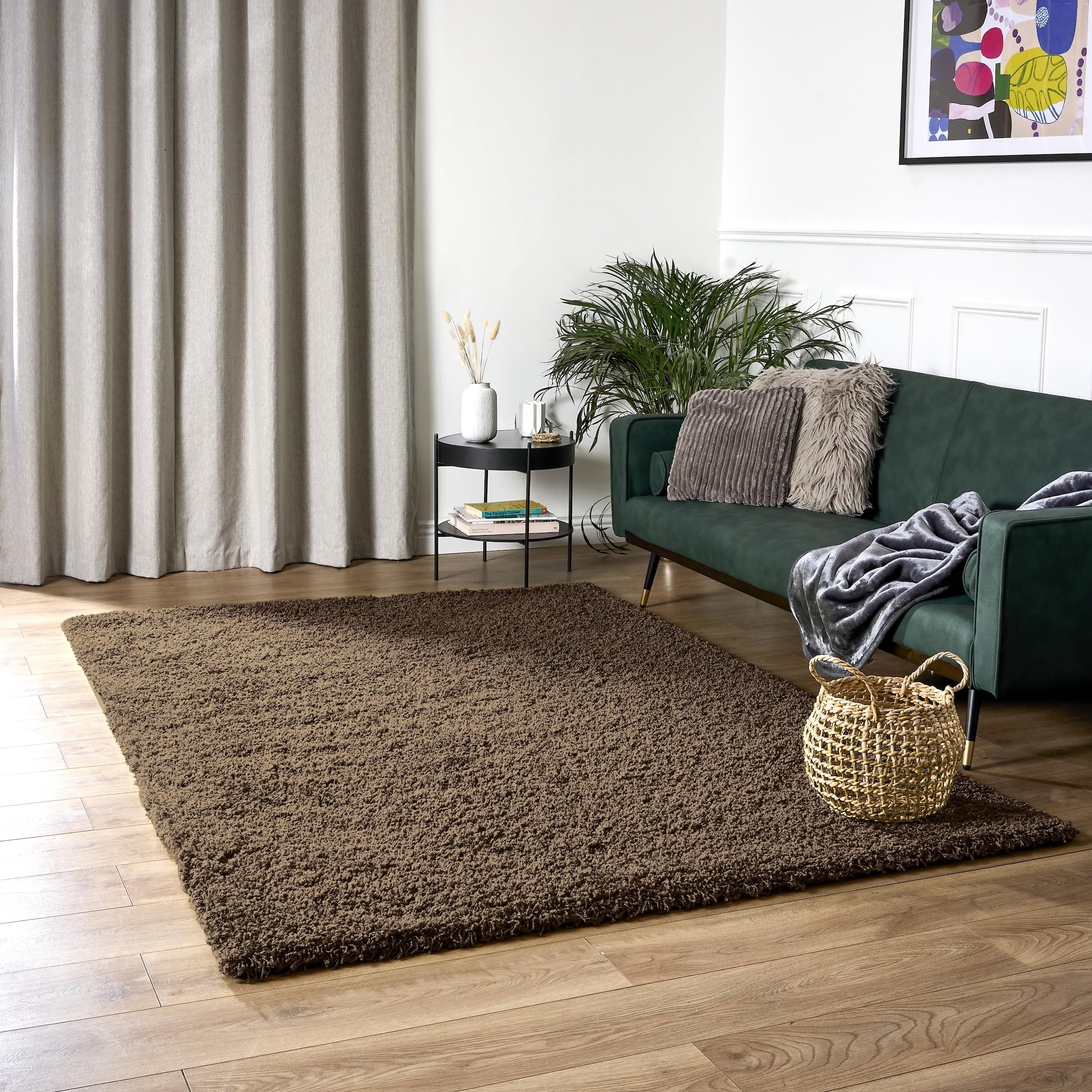 Bravich Navy Blue Shaggy Rug 80 x 150cm (2'7" x 4'11") 5cm Pile Medium Thick Fluffy Living Room Hessian Backed Washable — view 50