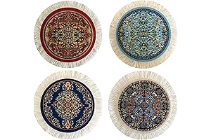 Round Rug Style Carpet Coasters, 4-Piece Set
