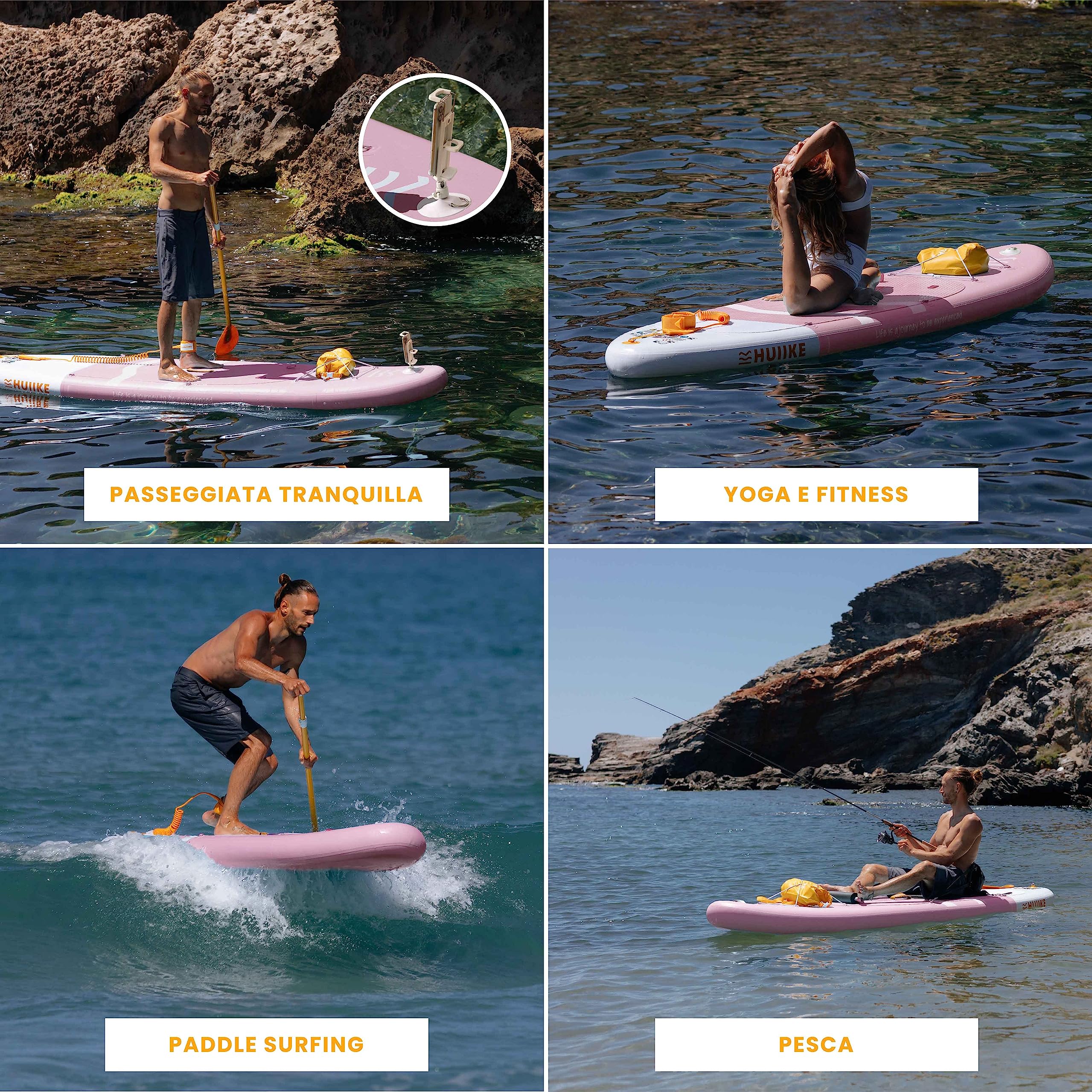 Tavola Sup Gonfiabile Adulti con Accessori Premium - HUIIKE | Stand Up Paddle Board Gonfiabile con Grande Stabilità | Tavola da Sup | Tavole Gonfiabili 2 Posti