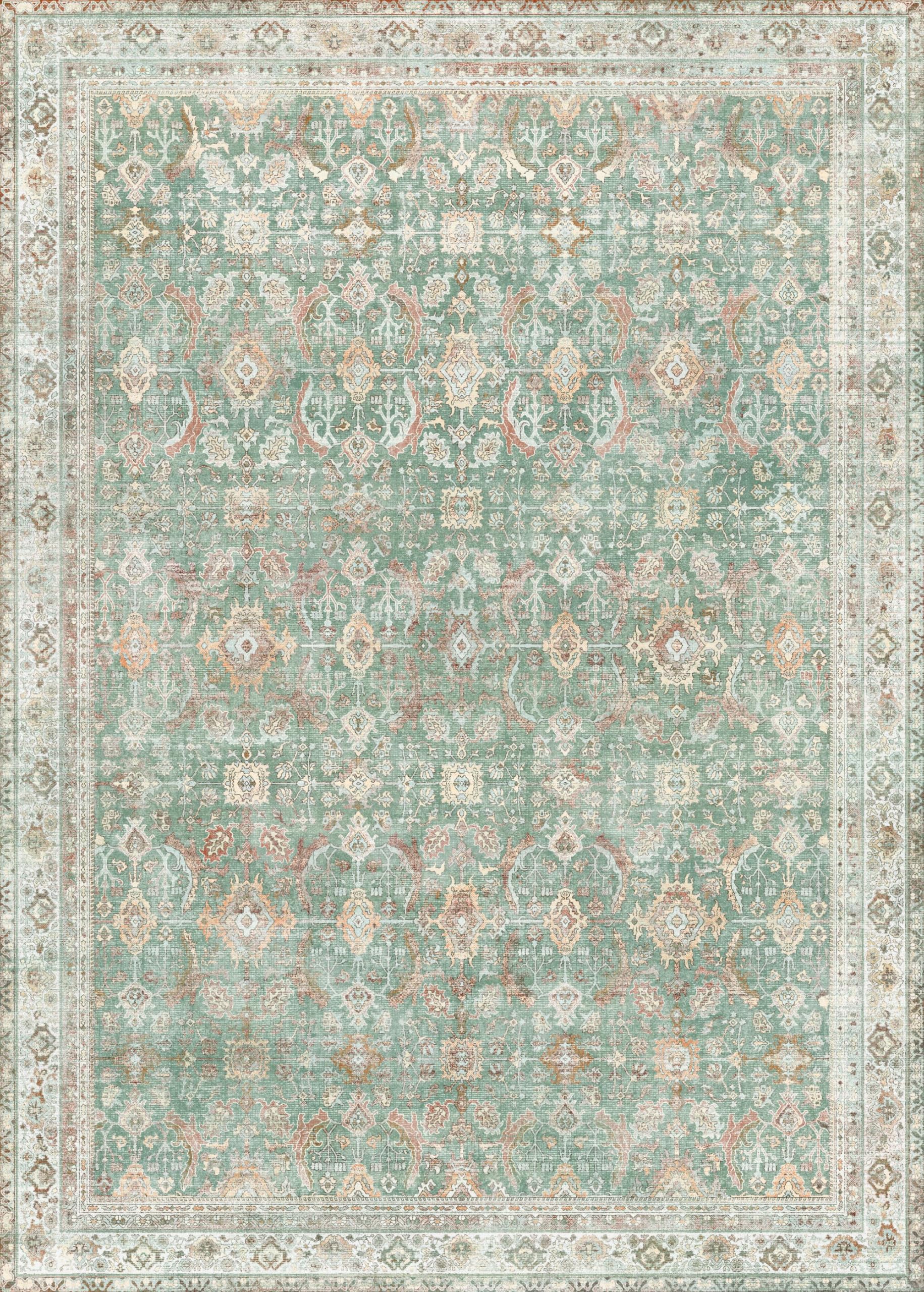 GENIMO Small Rug 60x90cm Sage Green Washable Non-Slip Hallway Carpet Boho โ image 1