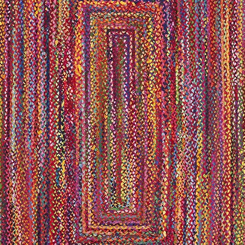 Miniatura 10 de SAFAVIEH Cape Cod Collection - Alfombra de área de 6 x 9 pies, color rojo y multicolor, hecha a mano de yute trenzado y algodón, ideal para zonas de