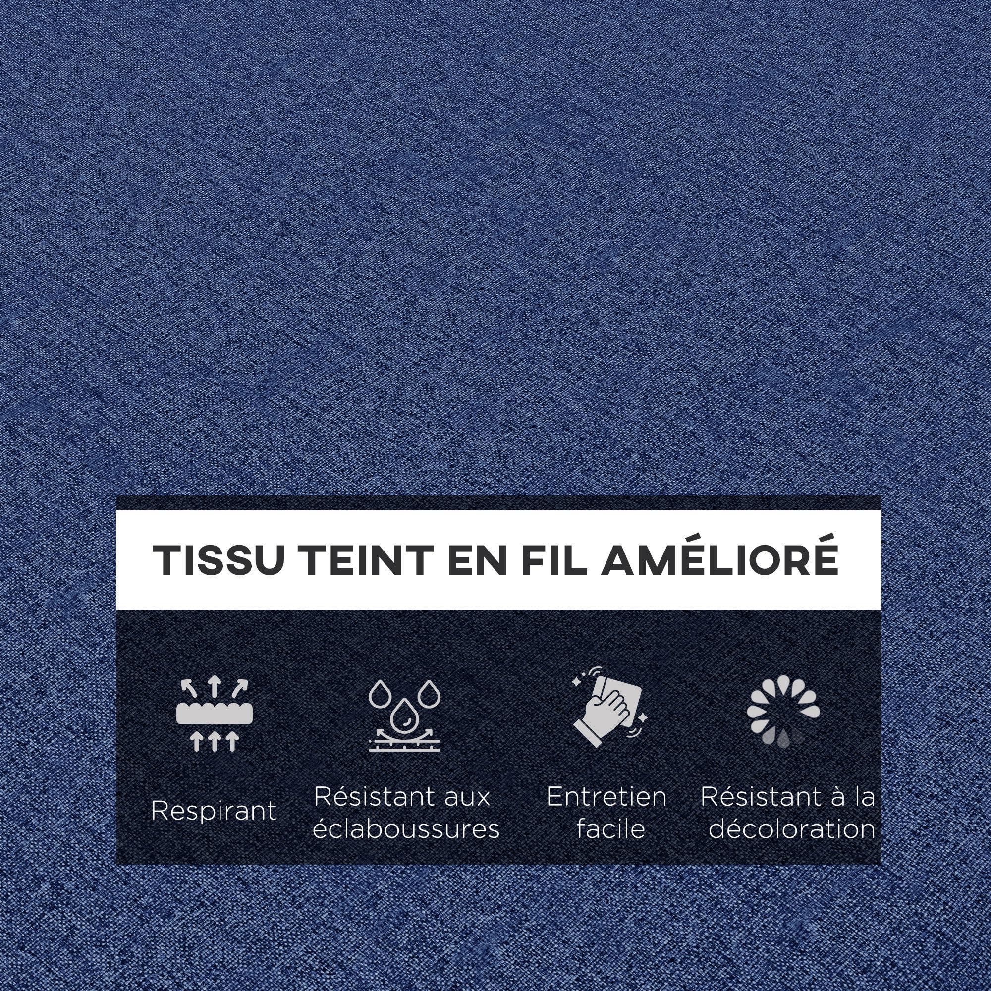Outsunny Lot de 2 Matelas pour Chaise Longue transat Bain de Soleil avec Sangles d'attache pour Jardin dim. 190,5L x 58,4l x 7H cm Bleu