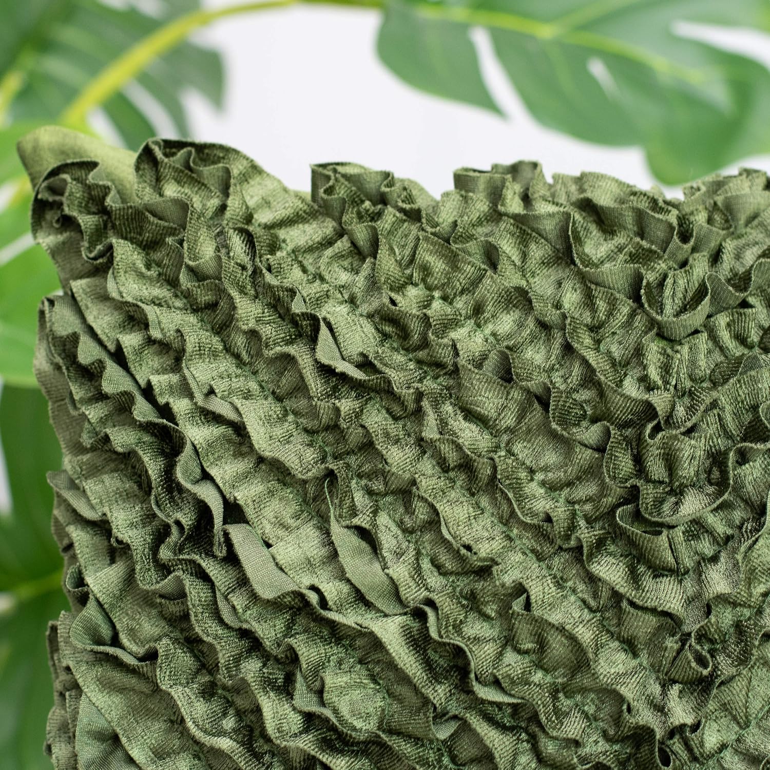 The White Petals Moss Green Throw Pillow Cover - (12x12 inch) | Decorative, Washable Cushion Covers for Couch, Sofa, Bedroom, Living Room - Pack of 2