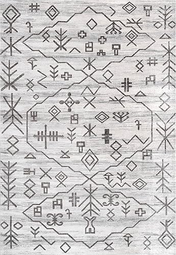 Miniatura 4 de nuLOOM Rhonda - Alfombra marroquí de inspiración global, lavable a máquina, 4 x 6 pies, color gris