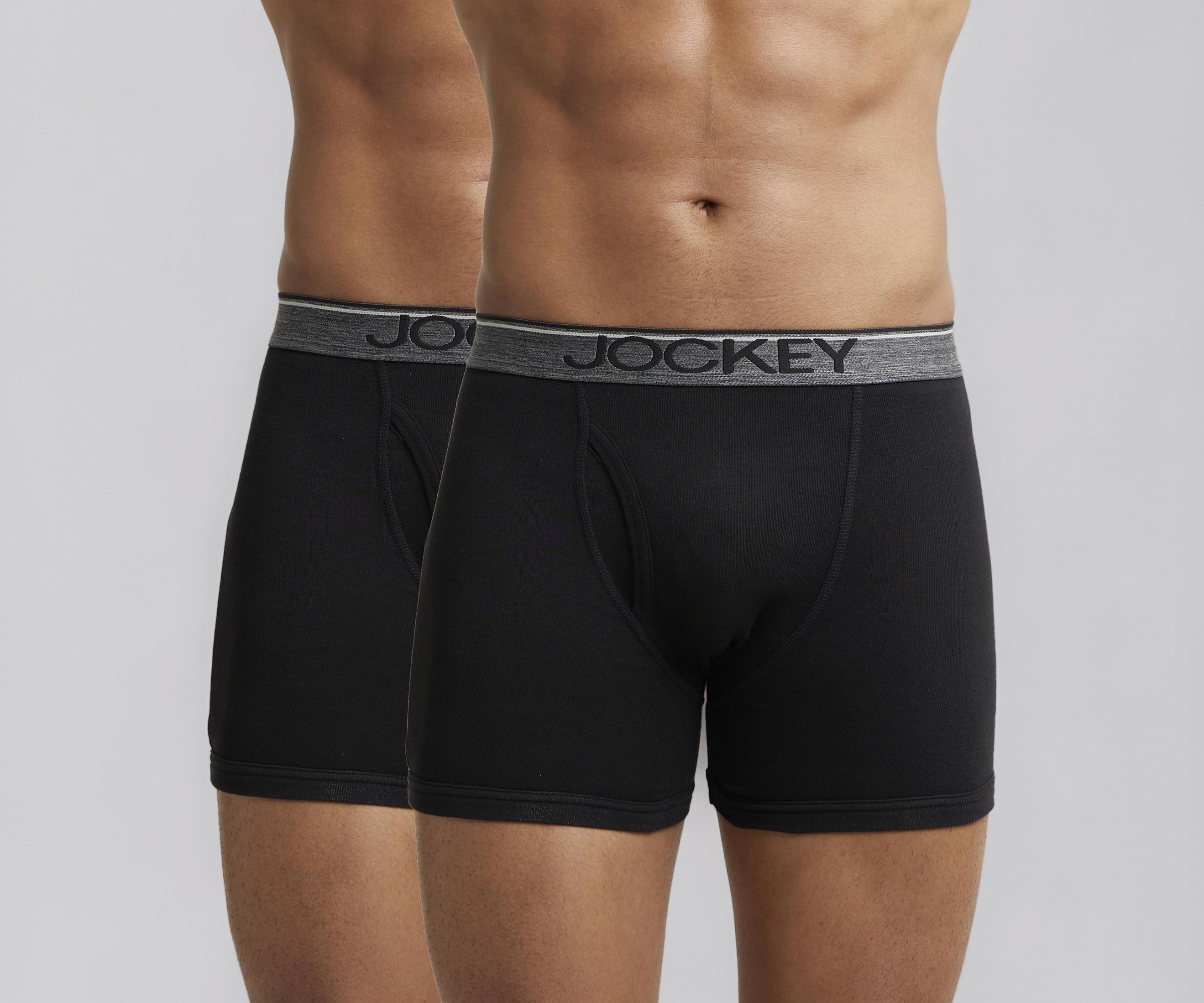 8009 Men's Super Combed Cotton Rib Solid Boxer Brief with Ultrasoft Waistband (Pack of 2)