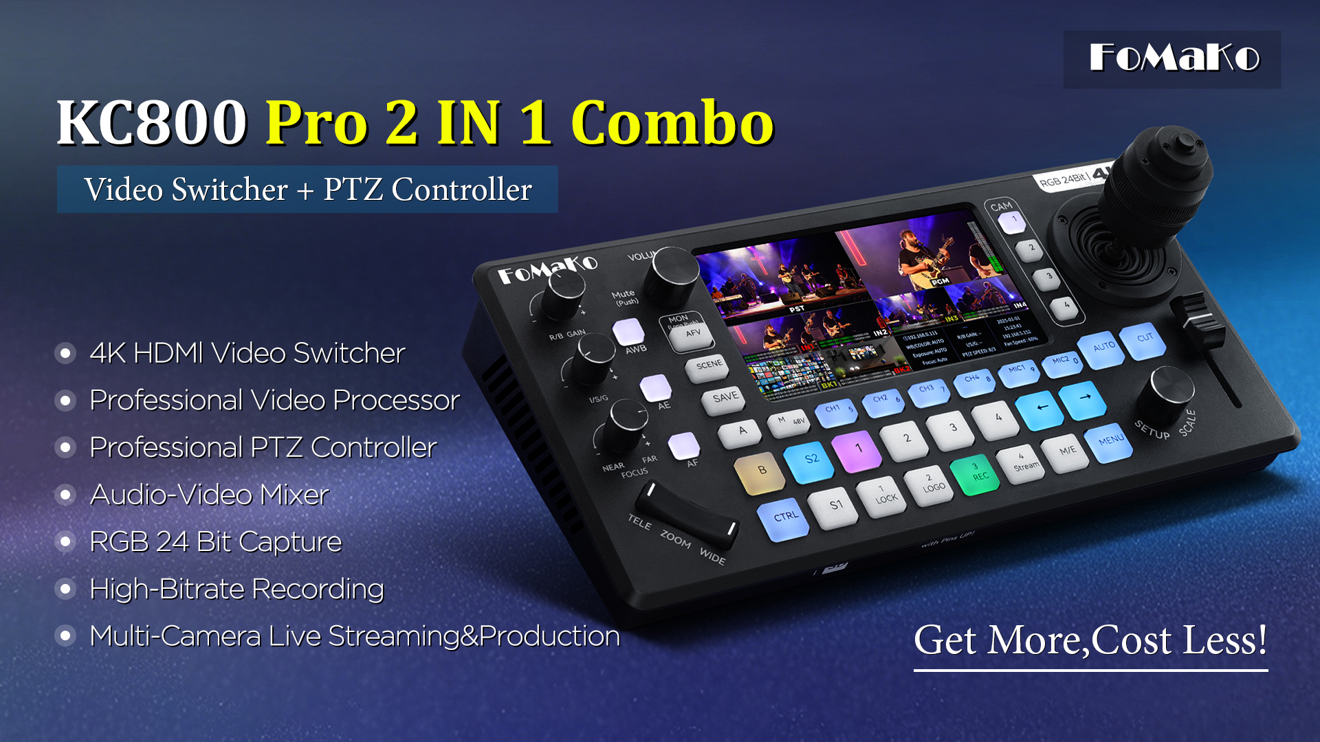 FoMaKo 4K HDMI Multi-Camera Streaming Video Mixer Switcher