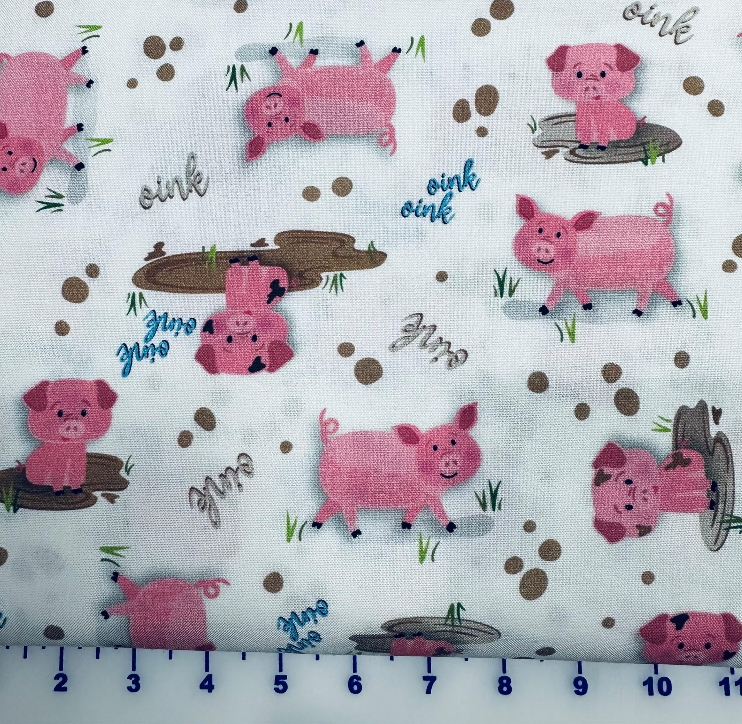 Cotton Fabric Benartex Barnyard Rules Hog Heaven 14379-09 Fabric by The Yard