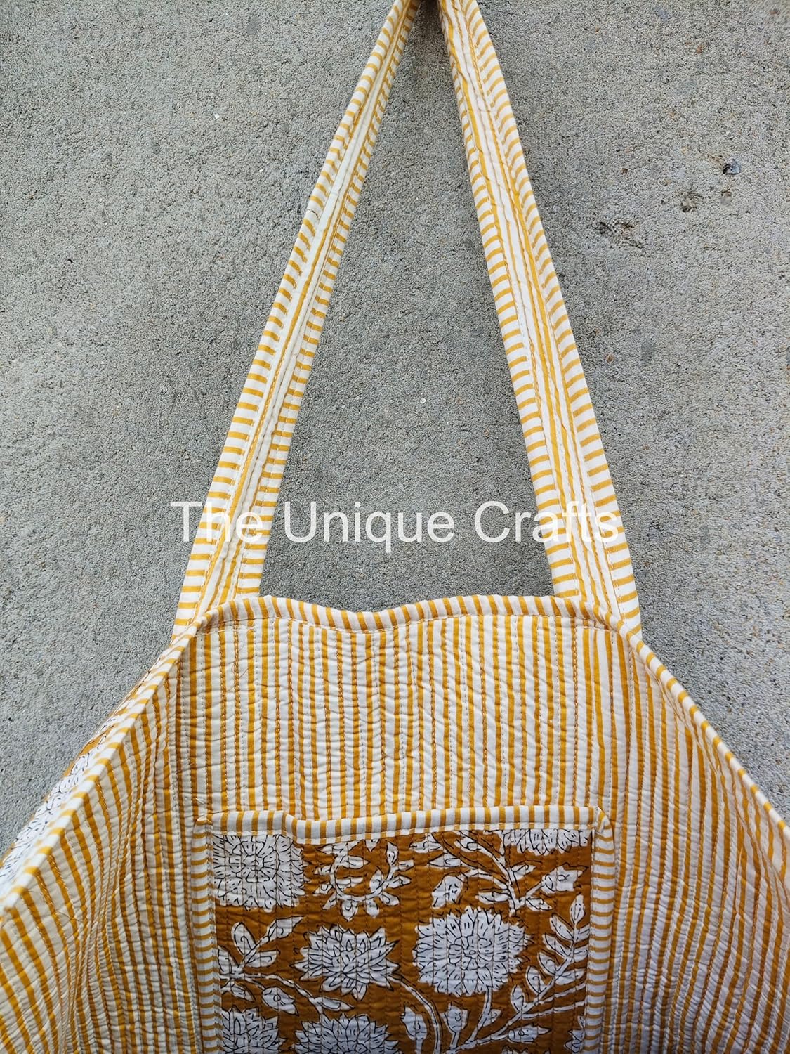 Women's Quilted Cotton Tote Bag Handprinted Reversible Hand Block Print Shoulder Bag Women Handbag Traveling Bag - Image 5