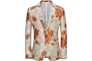 Orange Paisley Floral Mens Suit Jacket
