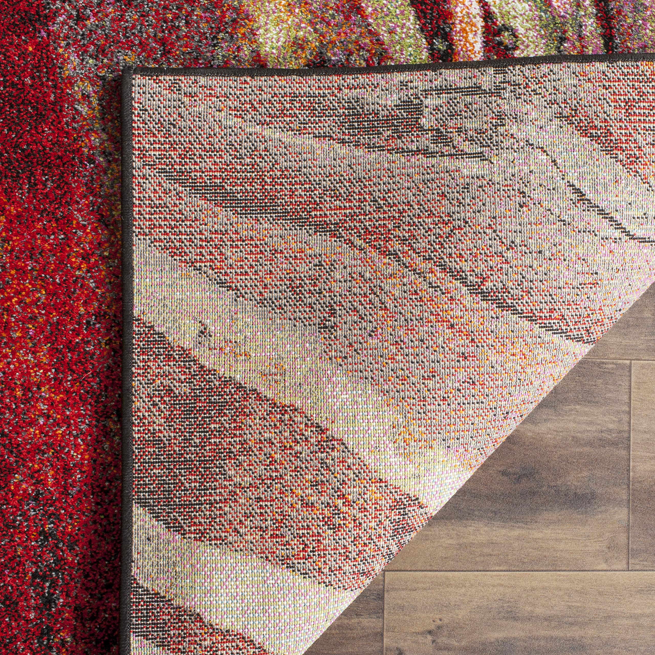 SAFAVIEH Tapis Contemporain pour Salon, Salle à Manger, Chambre à Coucher - Glacier Collection, Tapis à Poil Court, Rouge et Multi, 160 X 229 cm
