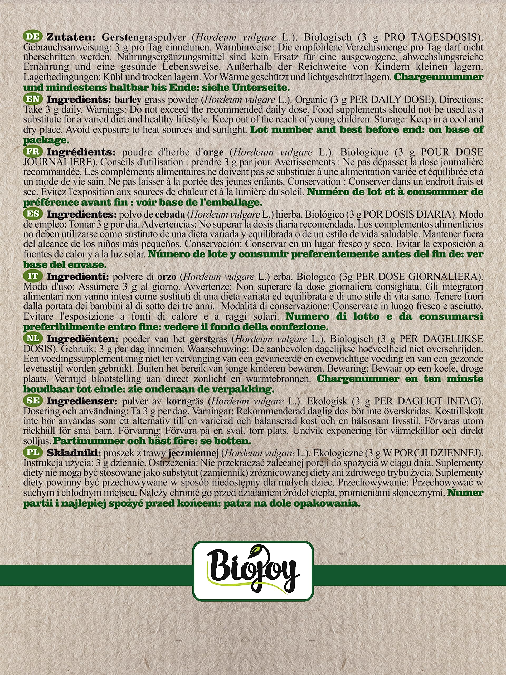 Biojoy BIO-Trawa jęczmienna w proszku 1 kg