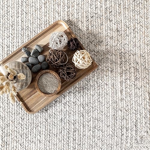 Miniatura 9 de nuLOOM Wynn - Alfombra decorativa trenzada para interiores y exteriores, 3 x 5pies, ovalada, marfil