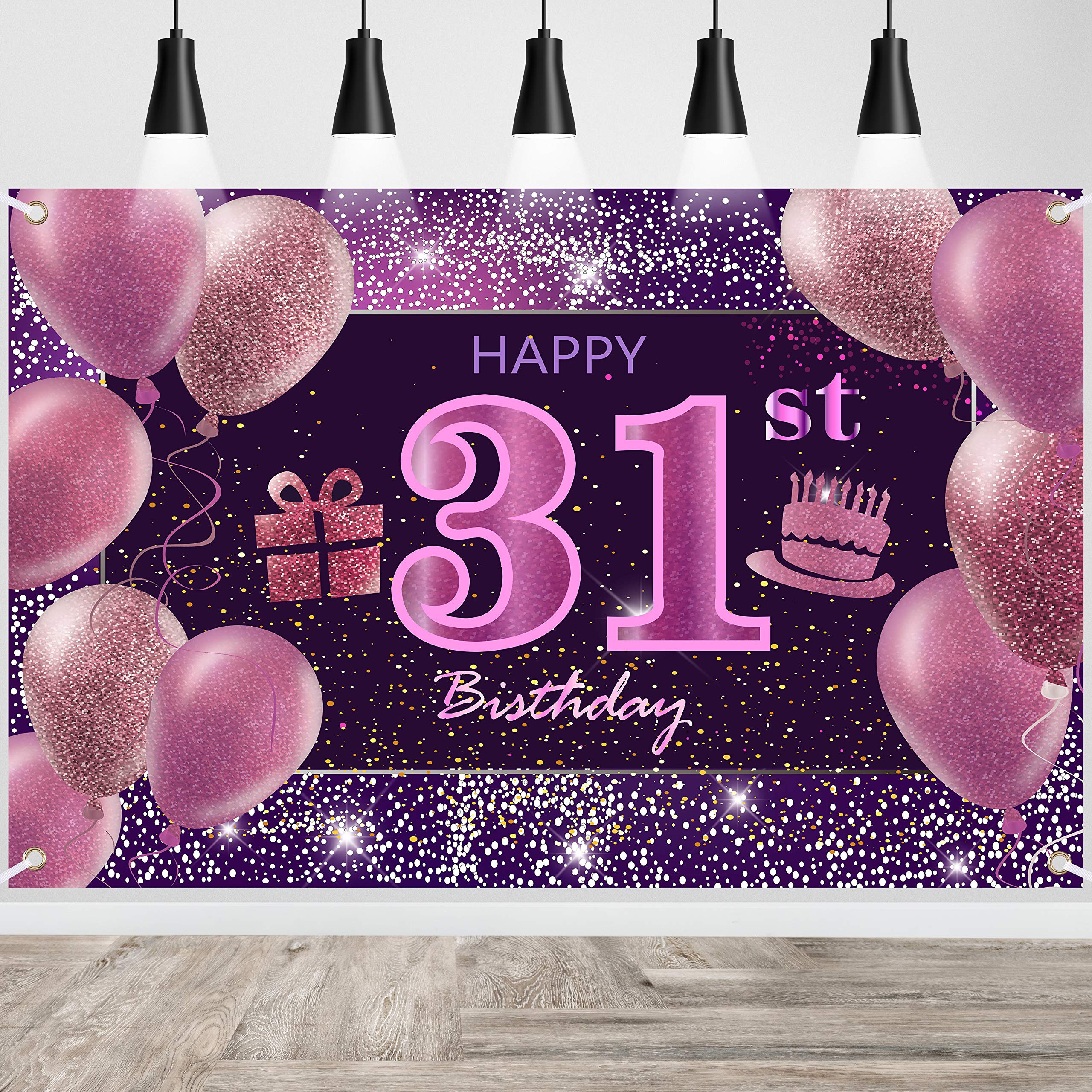 31st Birthday Decorations IMISI Happy Birthday Banner Pink Birthday Backdrop Decorations for a Party