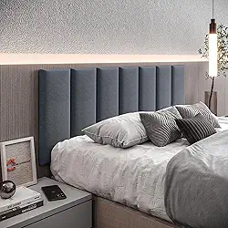 Cabeceira Cama Box Casal Kit C/ 7un Modulos Estofados Adesivo (Grafite)