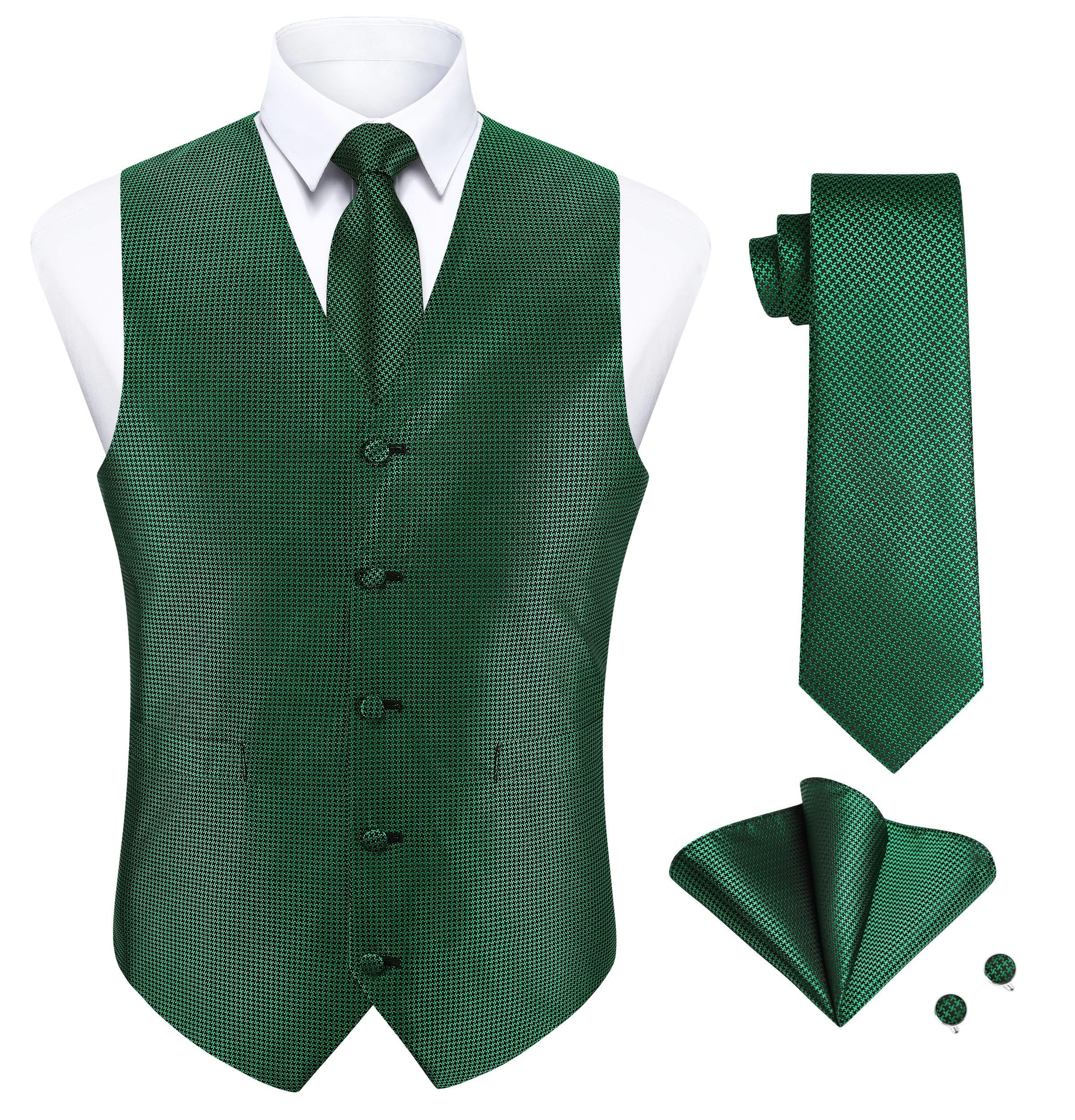 Enlision Suit Vest for Men Formal Paisley Mens Vests Dress Tie and Pocket Square Cufflinks Set Waistcoat Wedding Business