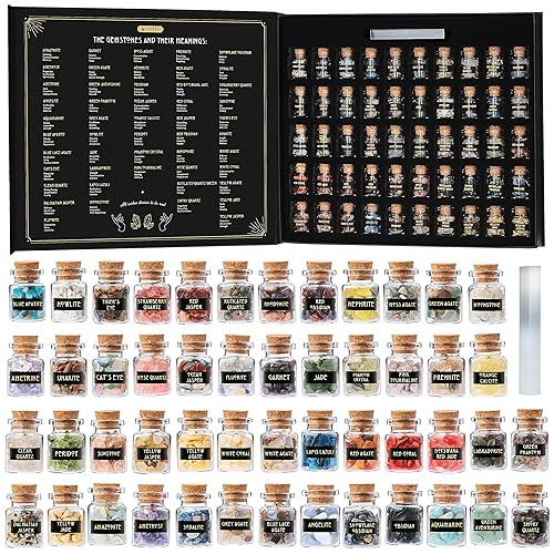 Bulk Crystals and Healing Stones 50 PCS - Real Mini Crystals for Spell Jars - Crystals for Witchcraft - Crystal Sets for Witchcraft Supplies - Real Crystal Witch Healing Crystals for Beginners Set - Healing Crystals 50 Pcs