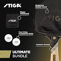 Vista 3 de STIGA Carbon+ Bundle Ping Pong Paddle Set – 7-ply Extra Light Carbon Fiber Blade – 2mm Premium Sponge – Concave Pro Handle – 2 3-Star Tournament