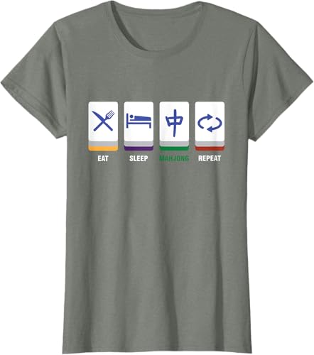 Miniatura 9 de Camiseta Mahjong Lover Eat Sleep Mahjong Tiles Negro S