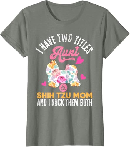 Miniatura 6 de I Have Two Titles Aunt and Shih Tzu Mom | Funny Dog Men Women T-Shirt Black,Navy Blue,Asphalt Grey,Cranberry Red,Red,Kelly Green,Dark Heather