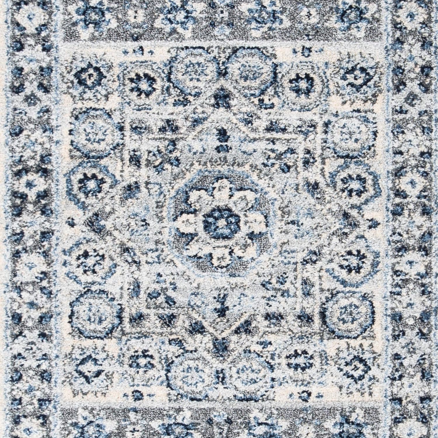 SAFAVIEH Harbor Collection 2'3" x 8' Blue/Cream HBR149C Oriental Non-Shedding Living Room Entryway Foyer Hallway Bedroom Runner Rug