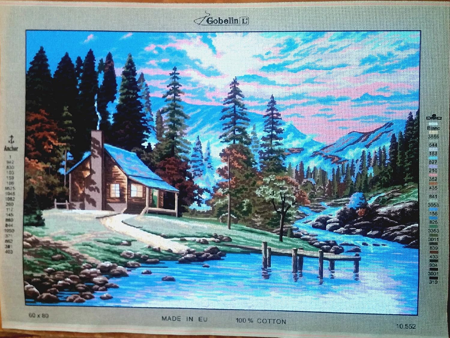 Needlepoint Painted Canvas Tapestry Gobelin - House by The River. 24x32 10.552 by Gobelinl L