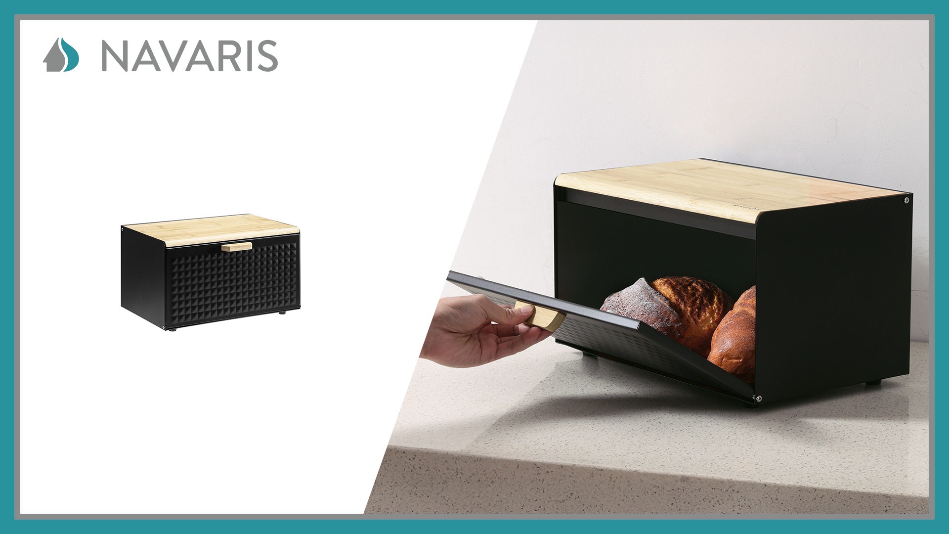 Amazon.com: Navaris Metal Bread Bin Container with Bamboo Lid