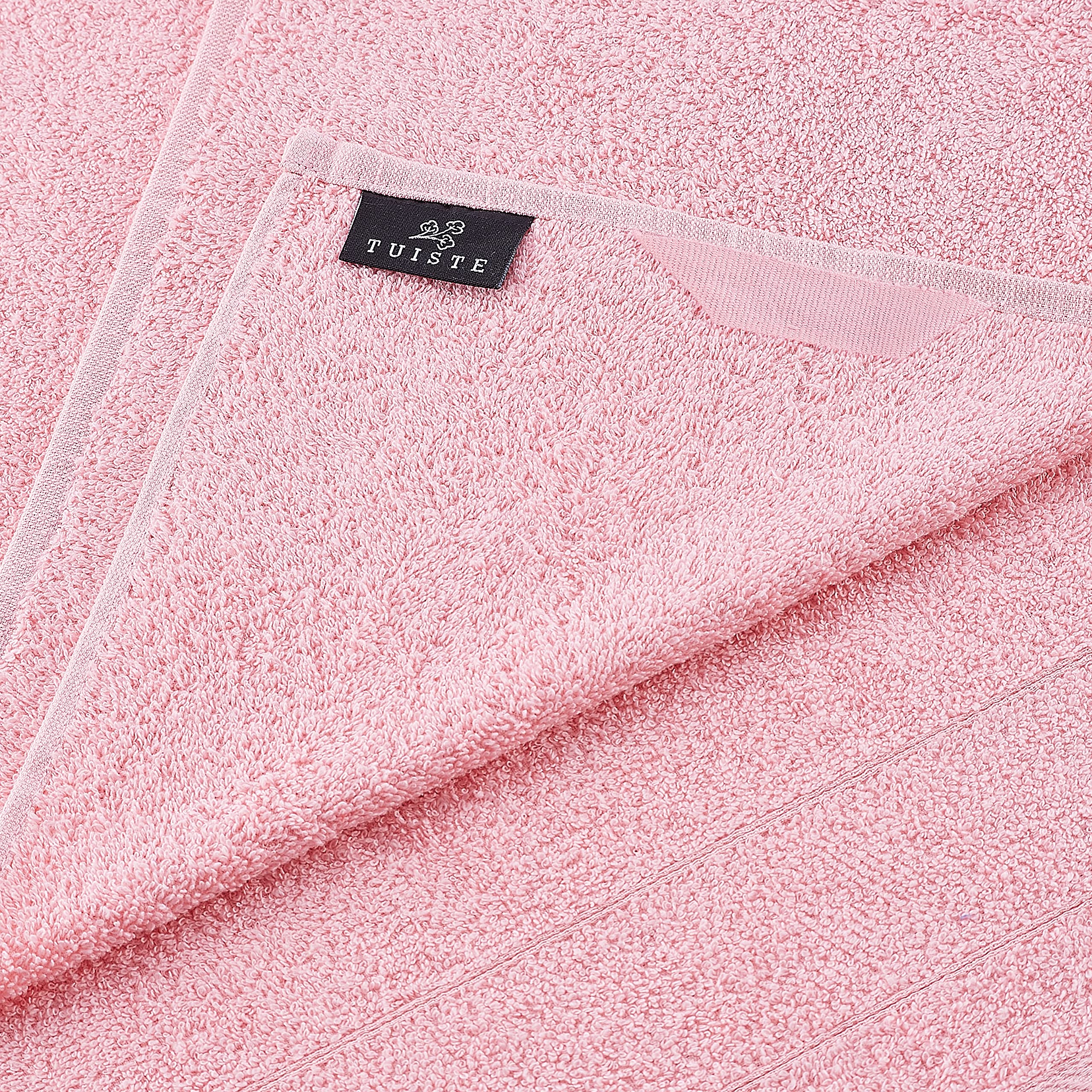 Tuiste Lot Serviette De Bain 100% Coton - 2 Serviettes De Bain - 2 Essuie Mains - 2 Débarbouillettes - Doux Et Absorbant - 100% Coton - Séchage Rapide, Très absorbantes, Douces au Toucher, Rose