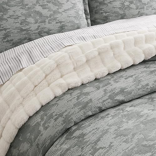 Miniatura 10 de Scott Living Laredo - Juego de edredón y funda de edredón jacquard de 3 piezas  matrimonialqueen  entrelazado geométrico gris niebla del puerto