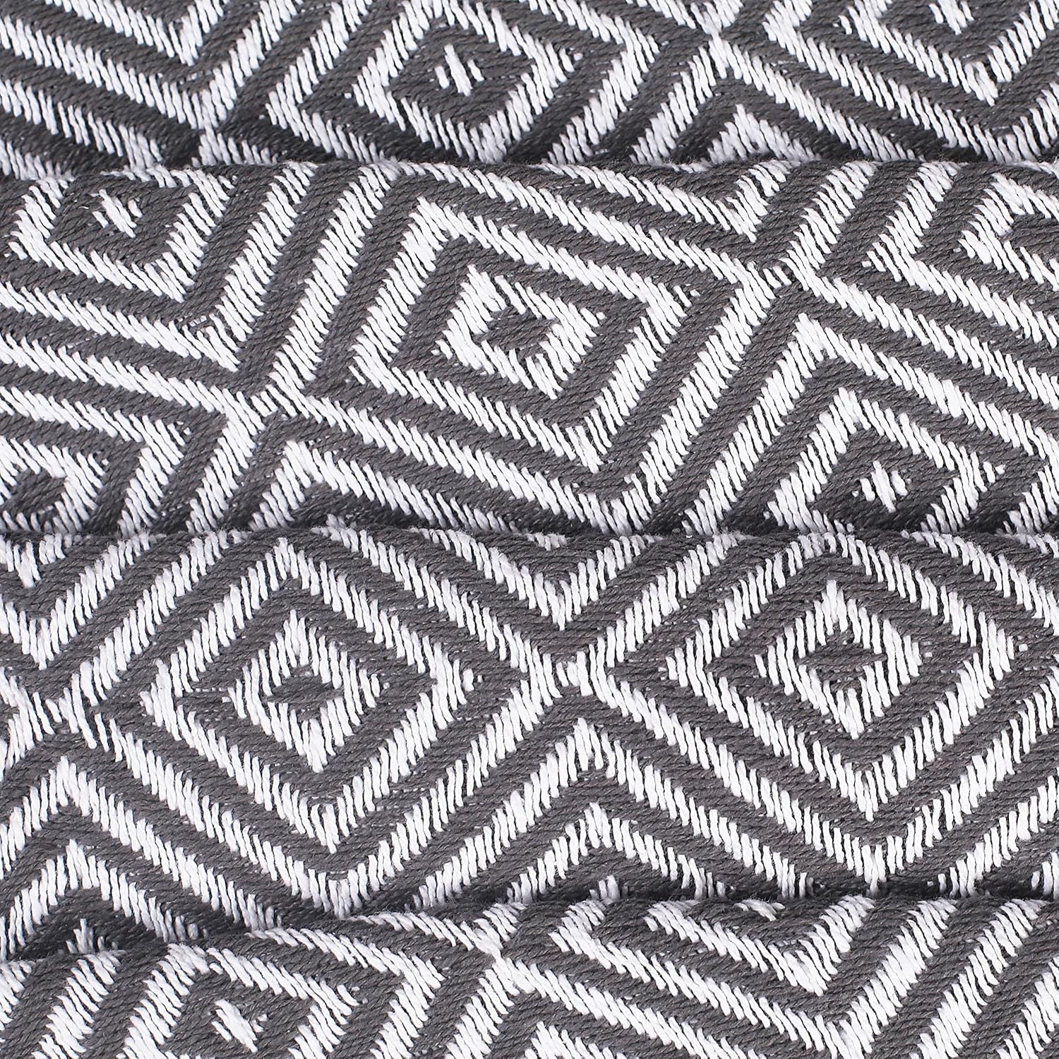 THE BEER VALLEY Cotton Throw Blankets 50x60 Inches with Fringes|Farmhouse Diamond Woven Super Soft Light Weight Throw Blanket for Chair, Couch, Picnic, Camping, & Everyday Use|Charcoal White - Image 5