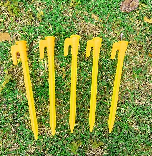 Miniatura 7 de Hyamass Paquete de 50 estacas de plástico para tienda de campaña de 57 pulgadas clavijas de anclaje de toldo de alta resistencia estacas de arena